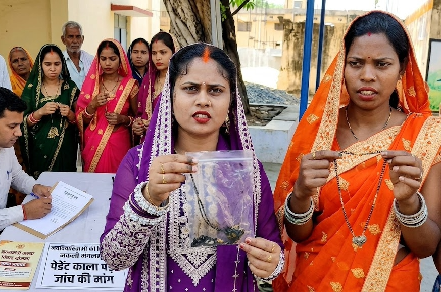 मुख्यमंत्री कन्या विवाह योजना में मिला मंगलसूत्र बना विवाद की वजह, नवविवाहिताओं ने खोला मोर्चा