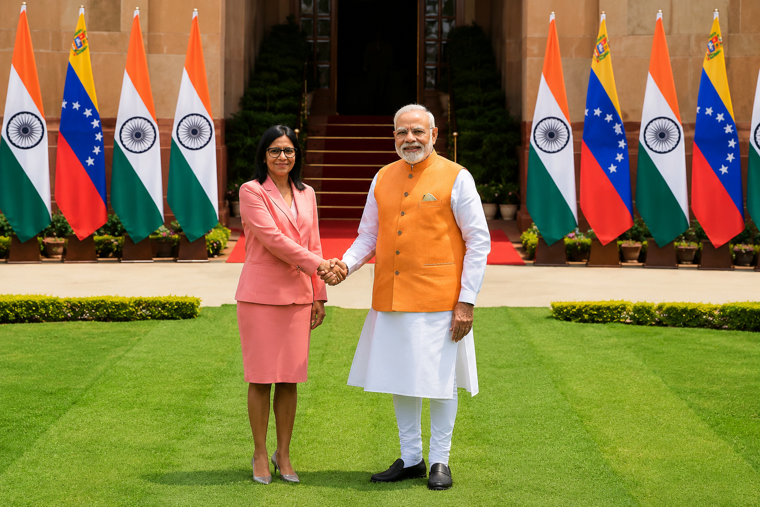 होर्मुज तनाव के बीच भारत पहुंचीं वेनेजुएला की राष्ट्रपति, पीएम मोदी से अहम मुलाकात